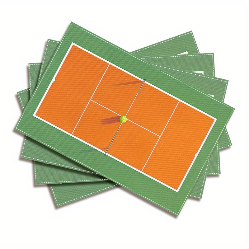 Badminton House - リネンプレースマットテニスコートスポーツラケットボールデザイン洗える耐熱キッチンダイニングテーブルマット家の装飾