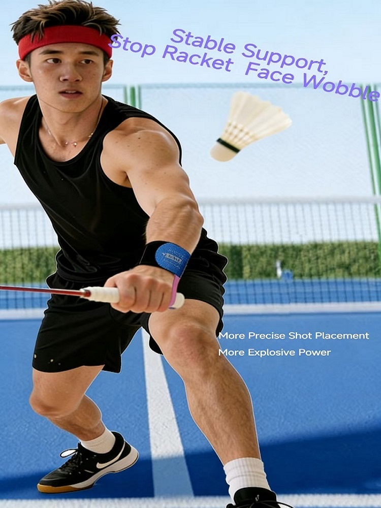 Badminton Smash - 左手用バドミントンリストサポートトレーナー、様々な手のサイズに対応、強力なサポートで安定したスイングと正確なショットを実現