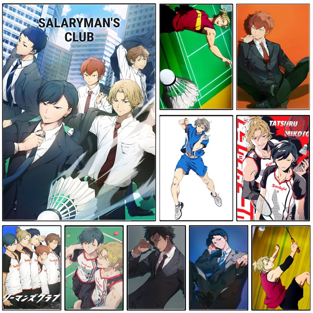 Badminton House - スポーツアニメ S-Salarymans B-バドミントンクラブポスター自己粘着アート防水紙ステッカーコーヒーハウスバールーム壁装飾