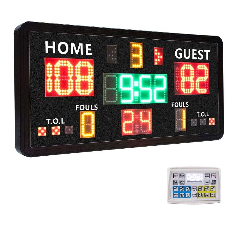 Scoreboard Digital - ポータブルコンソールパネルコントロール0.9m LEDデジタルバスケットボールスコアボード（24秒ショットクロック表示付き）220Vプラグ屋内コート用