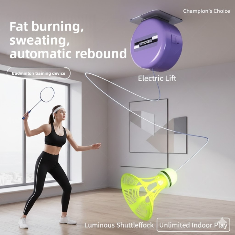 Badminton House - バドミントンシングルプレイ練習器具、自動リバウンド、自宅で室内でセルフプレイ、子供大人用トレーナー器具アクセサリー