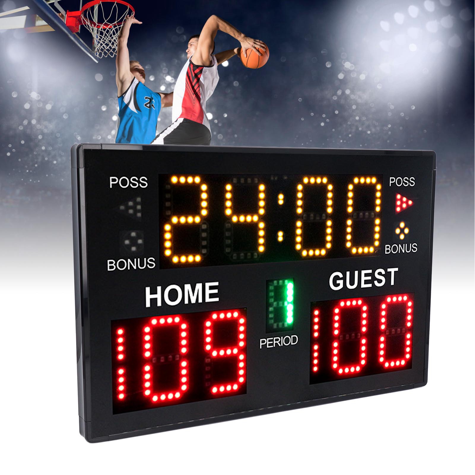 Scoreboard Digital - デジタルバスケットボールスコアボード LED 軽量バスケットボール電子スコアボード使いやすいゲームトレーニング用のリモコン付き