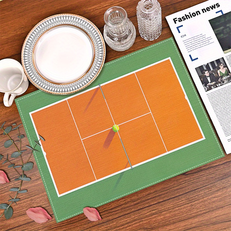 リネンプレースマットテニスコートスポーツラケットボールデザイ - Badminton House のレビューと価格