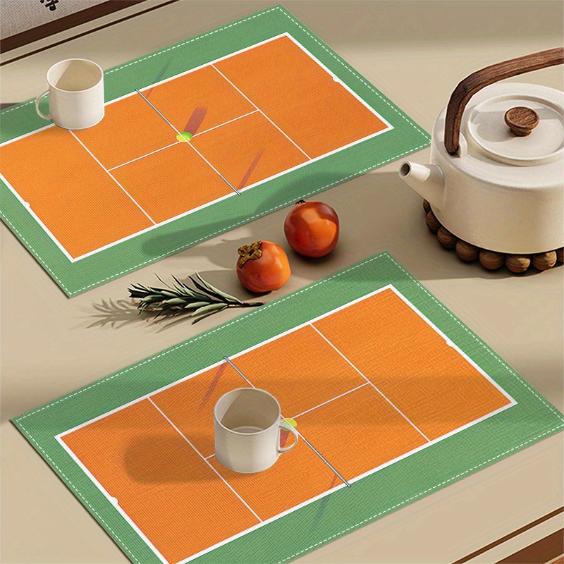 リネンプレースマットテニスコートスポーツラケットボールデザイ - Badminton House のレビューと価格